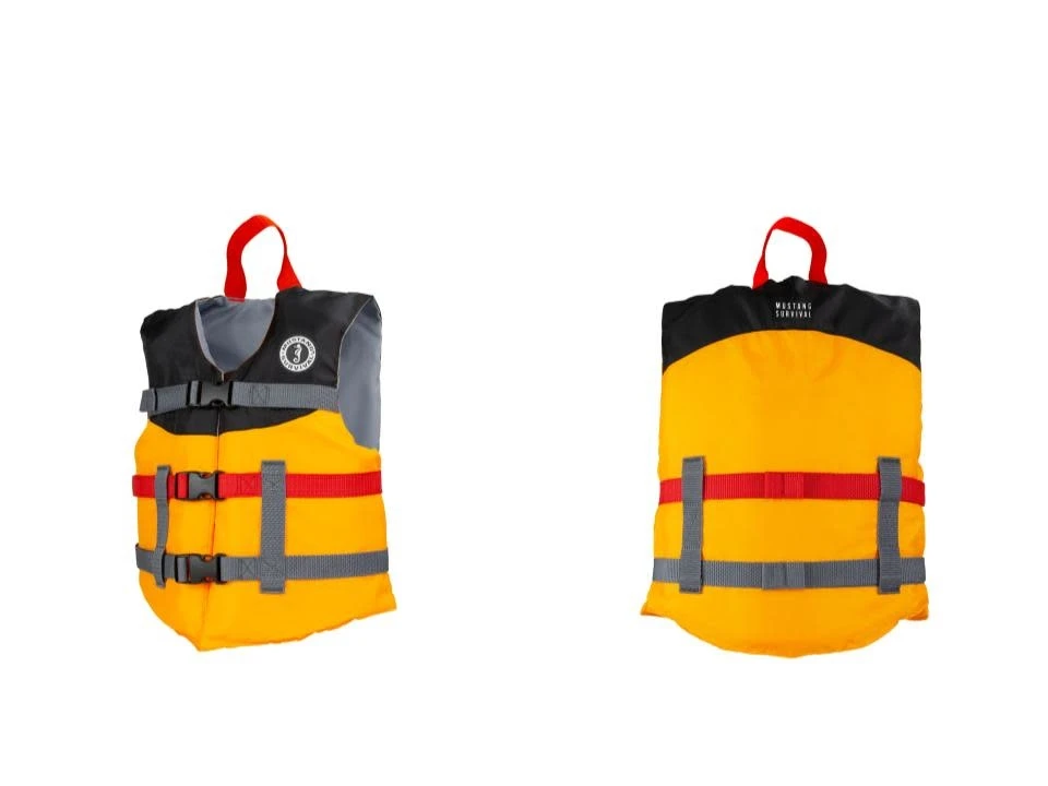 Mustang Survival Youth Livery Foam Vest Mango/Black 1 Mustang Survival Youth Livery Foam Vest Mango/Black