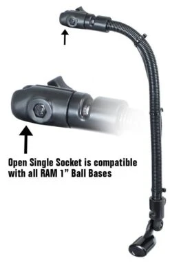 RAM Mounts Transducer Arm Mount With 18" Rigid Aluminum Rod And Open Single Socket: Compatible With All RAM 1" Ball Bases -YakGear Shop ram mounts transducer arm mount with 18 rigid alum 10